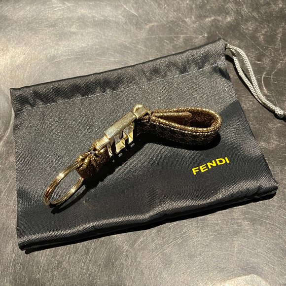 Auth Fendi Gold Metallic Micro Zucchino key charm - Picture 10 of 14